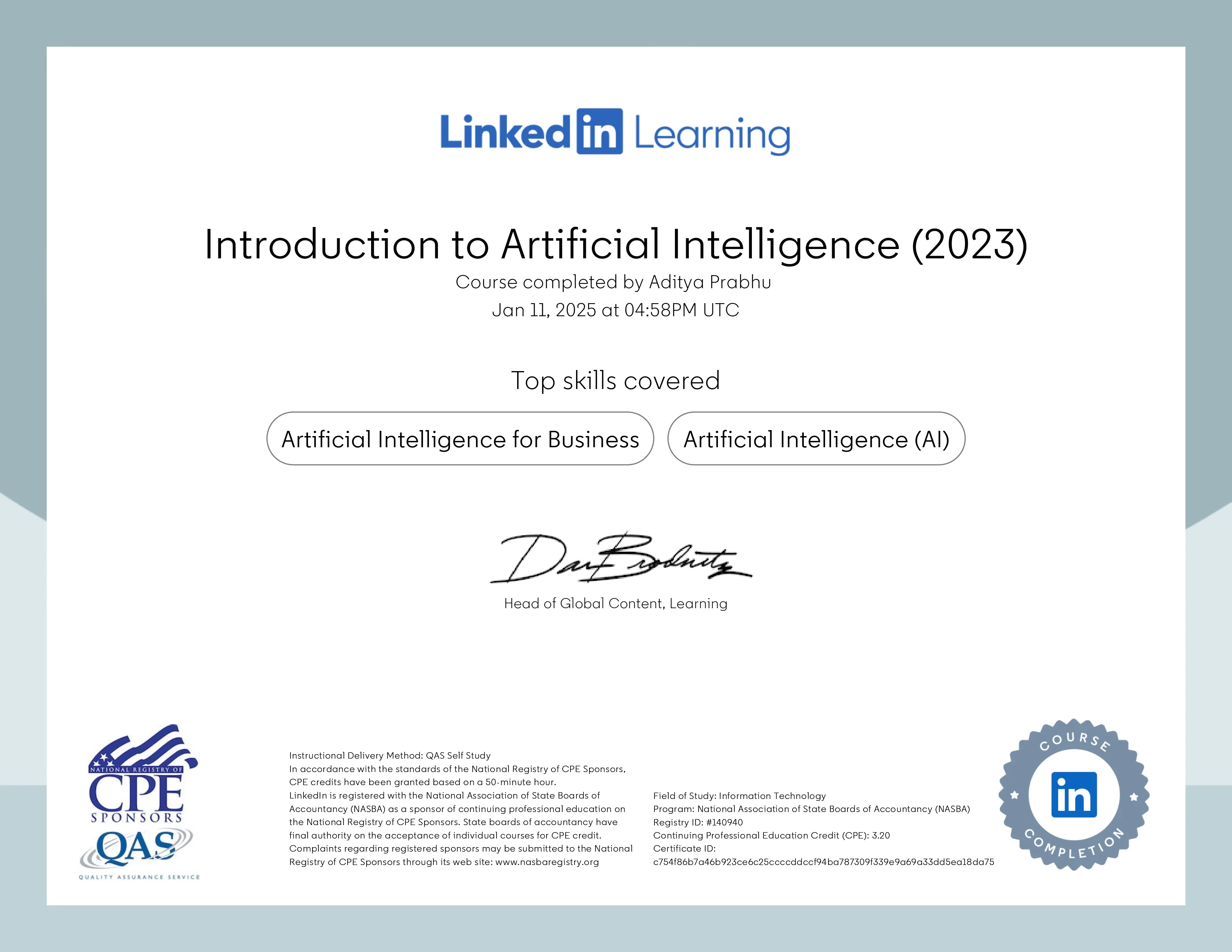 AI Course Certificate